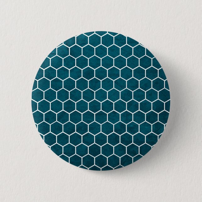Hexagonal Hexagon Pattern Deep Blue 6 Cm Round Badge (Front)