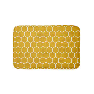 Hexagonal Hexagon Pattern Yellow Bath Mat
