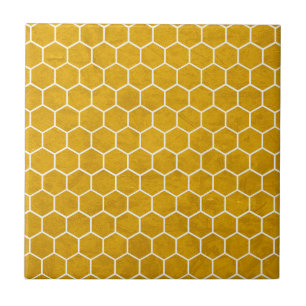 Hexagonal Hexagon Pattern Yellow Ceramic Tile