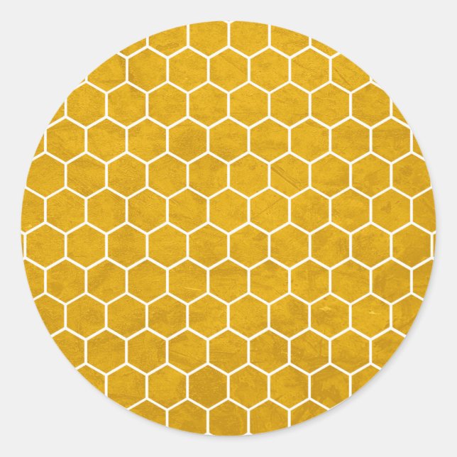 Hexagonal Hexagon Pattern Yellow Classic Round Sticker (Front)