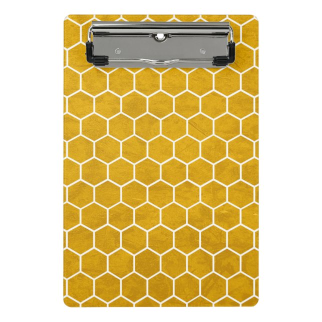 Hexagonal Hexagon Pattern Yellow Mini Clipboard (Front)