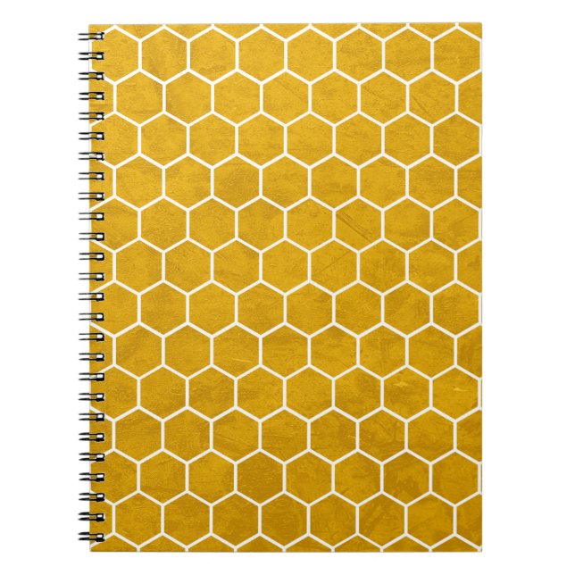 Hexagonal Hexagon Pattern Yellow Notebook (Front)