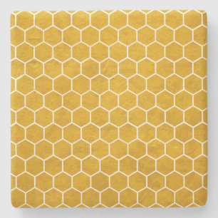 Hexagonal Hexagon Pattern Yellow Stone Coaster