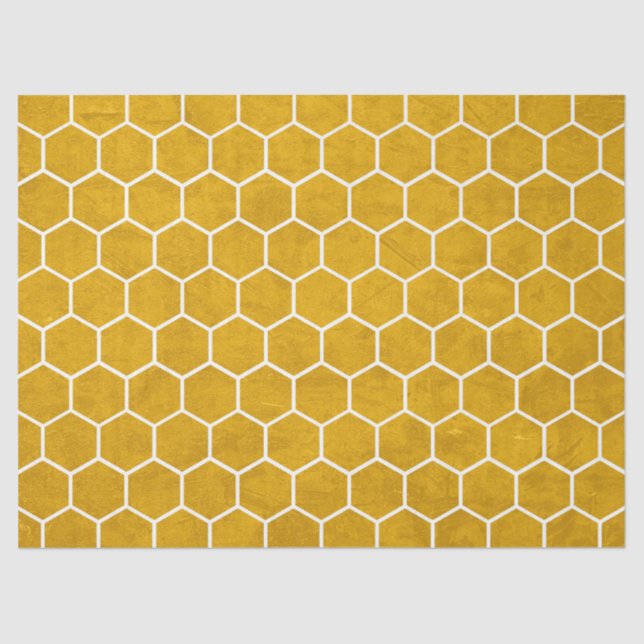 Hexagonal Hexagon Pattern Yellow Tissue Paper (Front)