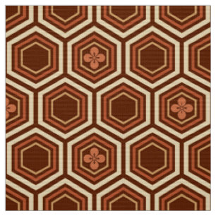 Hexagonal Kimono Print, Brown and Beige Fabric