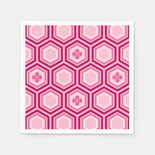 Hexagonal Kimono Print, Burgundy and Pink Napkin