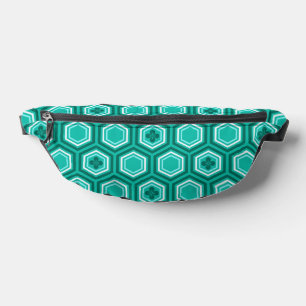 Hexagonal Kimono Print, Teal, Aqua and White Bum Bags