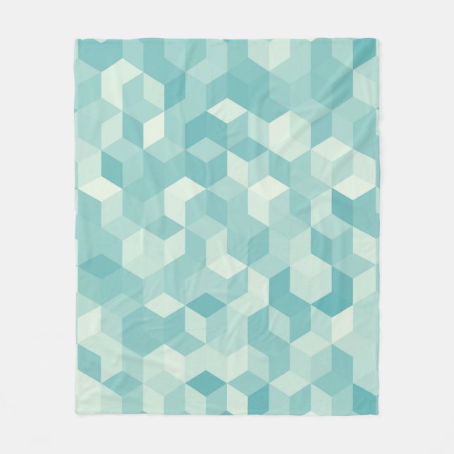 Hexagonal light blue seamless pattern fleece blanket (Front)