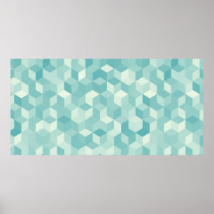 Hexagonal light blue seamless pattern poster