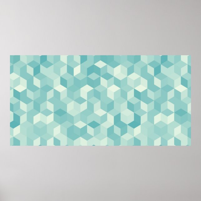 Hexagonal light blue seamless pattern poster (Front)