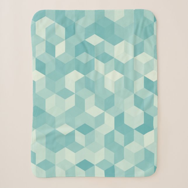 Hexagonal light blue seamless pattern sherpa blanket (Front)