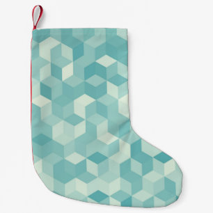 Hexagonal light blue seamless pattern small christmas stocking