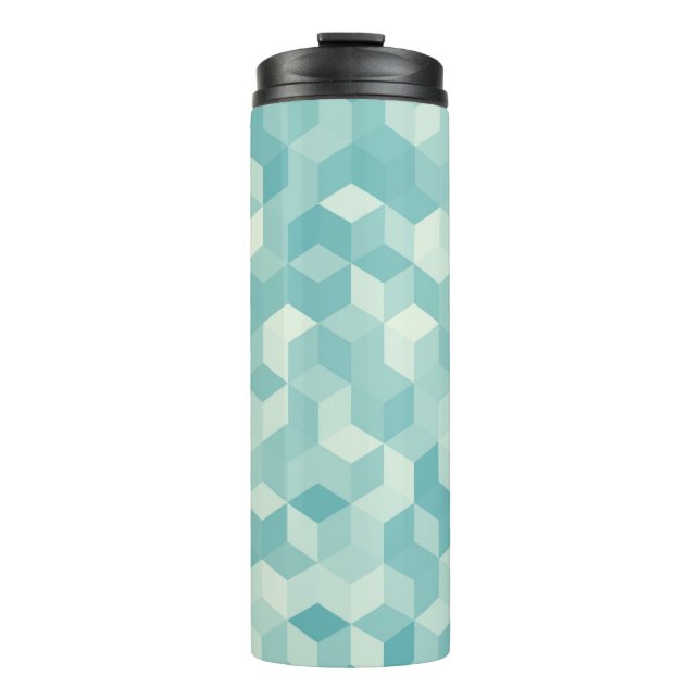 Hexagonal light blue seamless pattern thermal tumbler (Front)