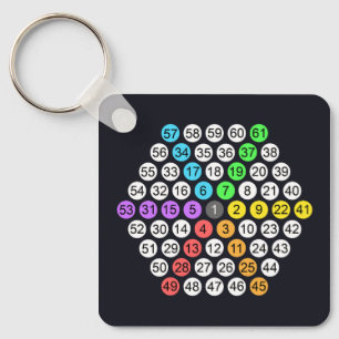 Hexagonal Number Sequence Throw Pillow Key Ring