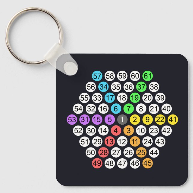 Hexagonal Number Sequence Throw Pillow Key Ring (Front)