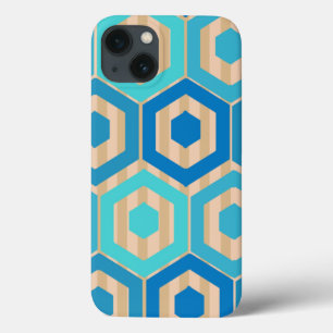Hexagons and Stripes – Sea and Sand iPhone 13 Case