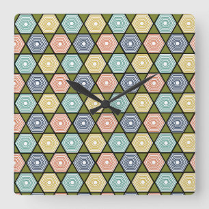 Hexagons and Triangles  Square Wall Clock