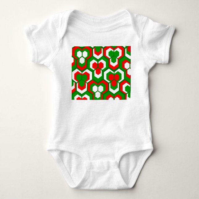 Hexagons Flowers  Baby Bodysuit (Front)