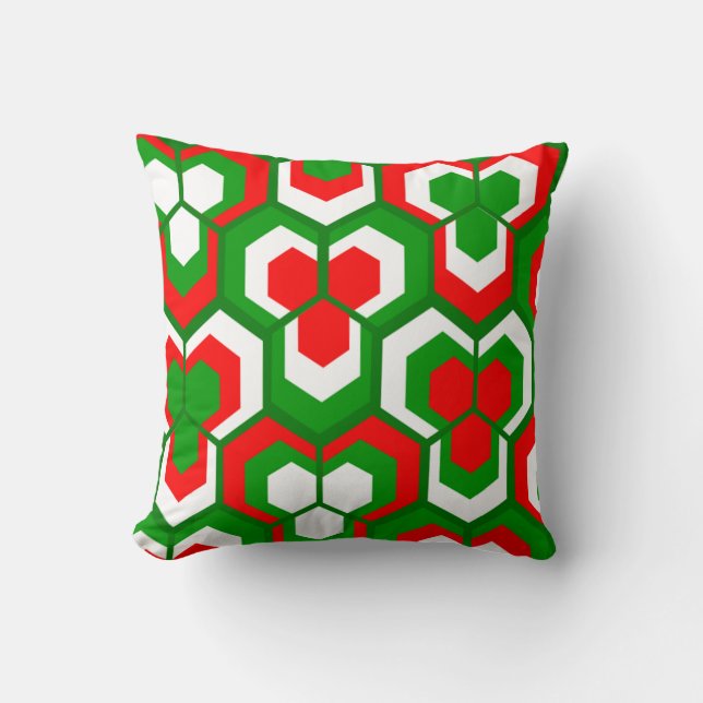 Hexagons Flowers Cushion (Front)