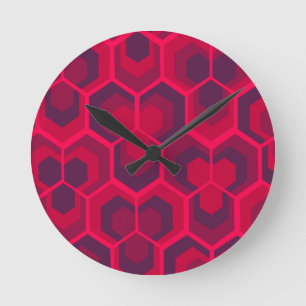 Hexagons Flowers  Round Clock
