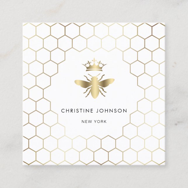 •hexagons Queen bee logo Square Business Card (Front)