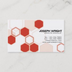 Hexagons - Red Business Card