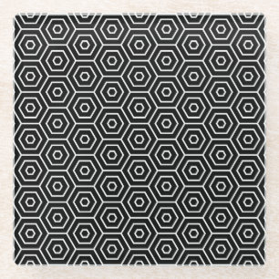 Hexagons texture geometric pattern glass coaster