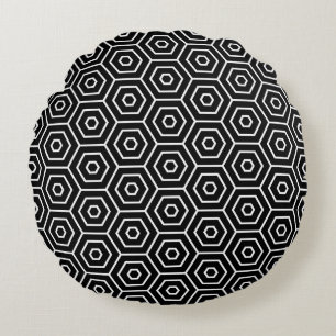 Hexagons texture geometric pattern round cushion