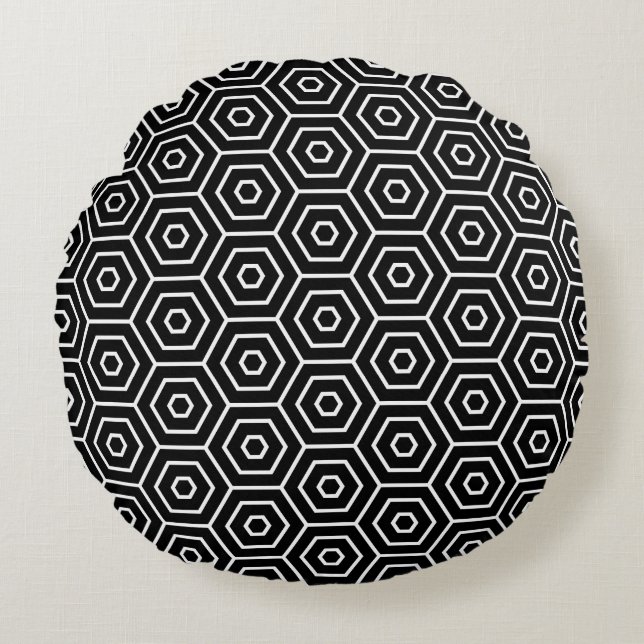 Hexagons texture geometric pattern round cushion (Front)