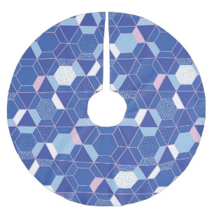 Hexagons, triangles: geometric abstract pattern. brushed polyester tree skirt