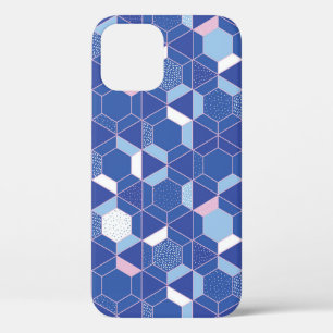 Hexagons, triangles: geometric abstract pattern. iPhone 12 case