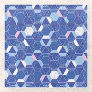 Hexagons, triangles: geometric abstract pattern. glass coaster