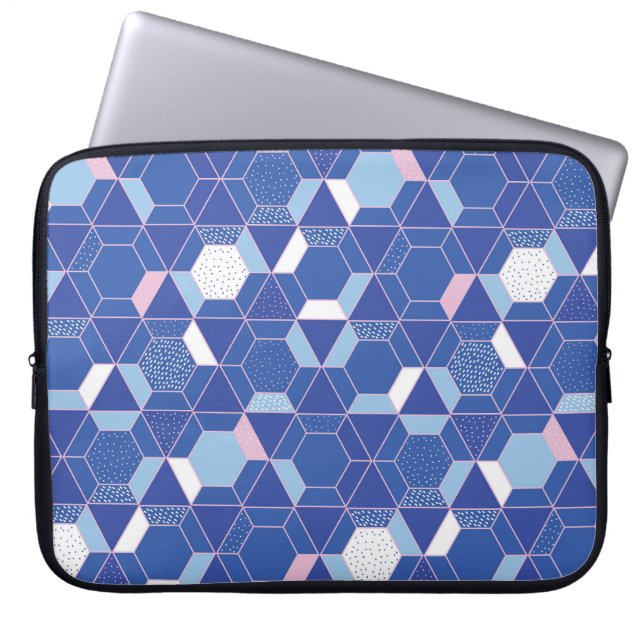 Hexagons, triangles: geometric abstract pattern. laptop sleeve (Front)