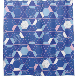 Hexagons, triangles: geometric abstract pattern. shower curtain