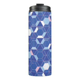 Hexagons, triangles: geometric abstract pattern. thermal tumbler