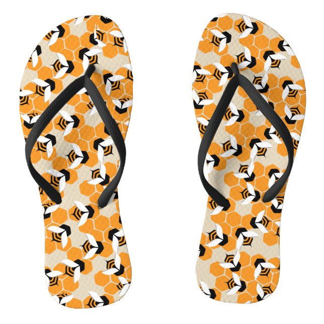 Hexagons with cute honey bees thongs (Footbed)