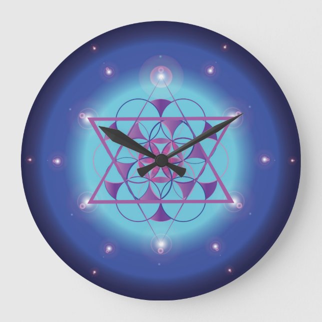 Hexagram, sacred geometry large clock (Front)