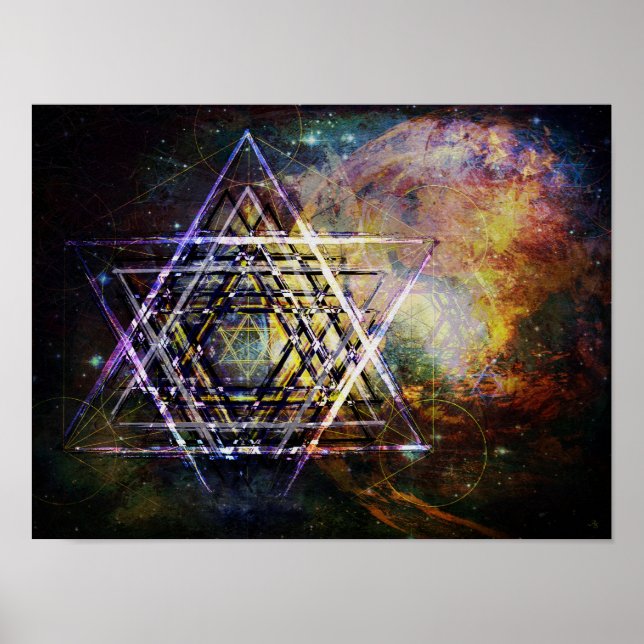 Hexagram sacred geometry symbol hexagram poster (Front)