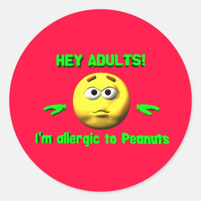 Hey Adults - Peanut Allergy Stickers (Front)