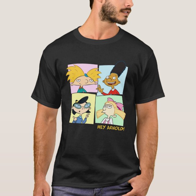 Hey Arnold Main Characters Boxed Up Portraits T-Shirt (Front)