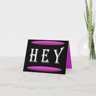 Hey art design in black and purple plus white card