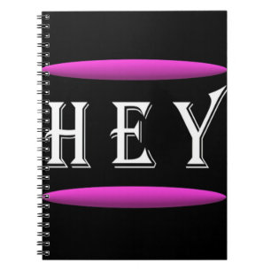 Hey art design in black and purple plus white logo notebook