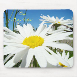 Hey Baby Cakes! mousepads Love Daisies Blue Sky