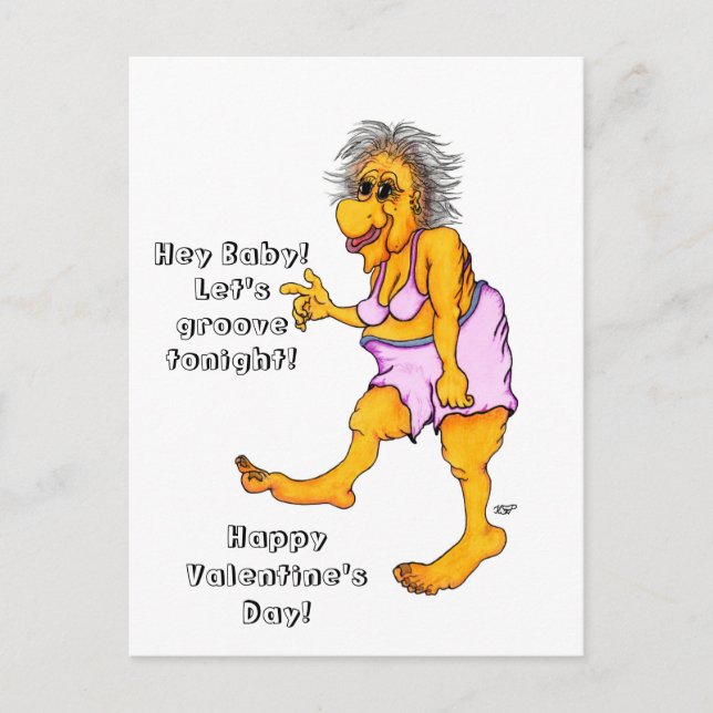 Hey Baby! Let's groove tonight! Groovy Granny Postcard (Front)