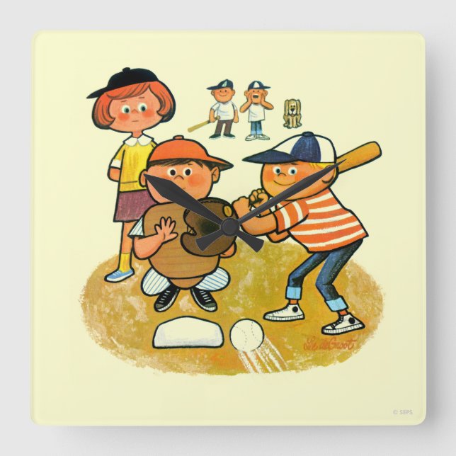 Hey Batter! Square Wall Clock (Front)