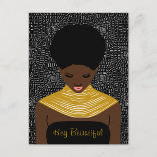 Hey Beautiful Black Woman with a Tribal Necklace Postcard