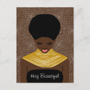 Hey Beautiful Black Woman with a Tribal Necklace Postcard