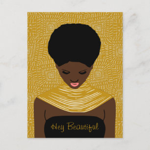 Hey Beautiful Black Woman with a Tribal Necklace Postcard