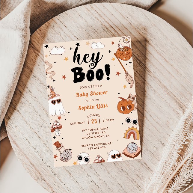 Hey Boo Baby Shower Halloween Invitation (Creator Uploaded)
