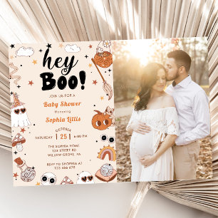 Hey Boo Baby Shower Halloween Photo Invitation